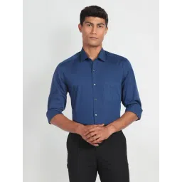 Arrow Blue Cotton Slim Fit Self Pattern Shirt-picture-10