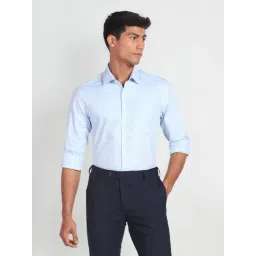 Arrow Blue Cotton Slim Fit Self Pattern Shirt-picture-25