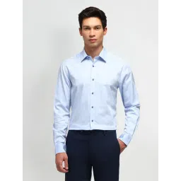 Arrow Blue Cotton Slim Fit Self Pattern Shirt-picture-24