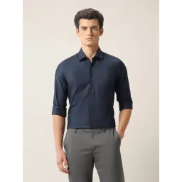 Arrow Blue Cotton Slim Fit Self Pattern Shirt-picture-39