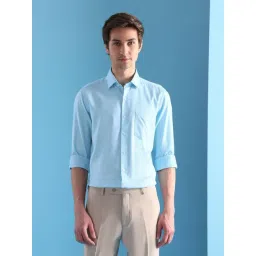 Arrow Blue Cotton Slim Fit Self Pattern Shirt-picture-20