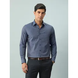 Arrow Blue Cotton Slim Fit Self Pattern Shirt-picture-15