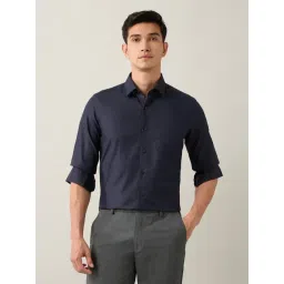 Arrow Blue Cotton Slim Fit Self Pattern Shirt-picture-17