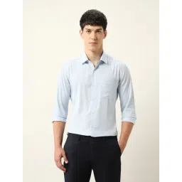 Arrow Blue Cotton Slim Fit Self Pattern Shirt-picture-22