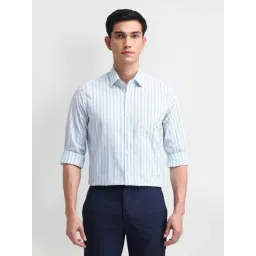 Arrow Blue Cotton Slim Fit Striped Shirt-picture-27