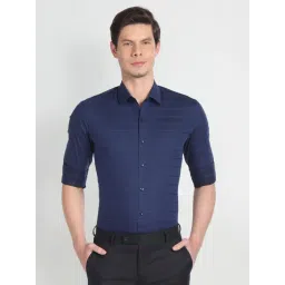 Arrow Blue Cotton Slim Fit Striped Shirt-picture-34