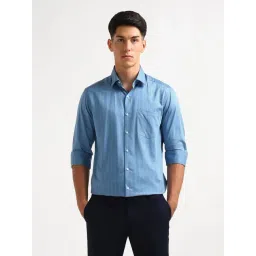 Arrow Blue Cotton Slim Fit Striped Shirt-picture-32