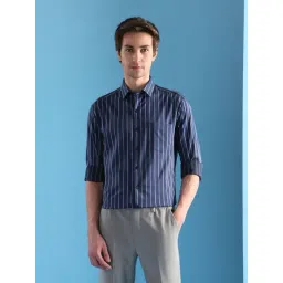 Arrow Blue Cotton Slim Fit Striped Shirt-picture-28