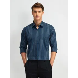 Arrow Blue Cotton Slim Fit Striped Shirt-picture-26