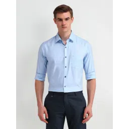 Arrow Blue Cotton Slim Fit Texture Shirt-picture-46