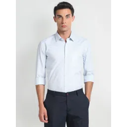 Arrow Blue Cotton Slim Fit Texture Shirt-picture-22