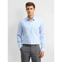 Arrow Blue Cotton Slim Fit Texture Shirt-picture-40