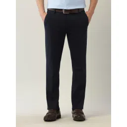 Arrow Blue Polyester Slim Fit Self Formal Trousers-picture-20