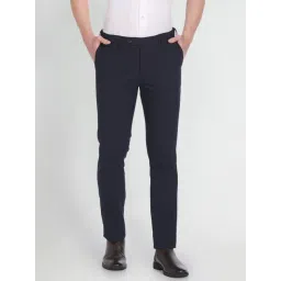 Arrow Blue Regular Fit Checks Trousers-picture-34
