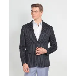 Arrow Blue Slim Fit Striped Blazer-picture-24