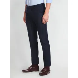 Arrow Blue Slim Fit Striped Trousers image 3