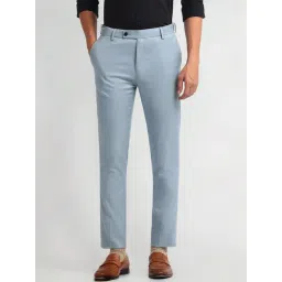 Arrow Blue Slim Fit Texture Trousers-picture-34
