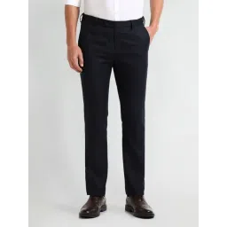 Arrow Blue Slim Fit Texture Trousers-picture-33