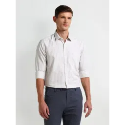 Arrow Brown Cotton Regular fit Stripes Shirt-picture-45