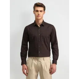 Arrow Brown Cotton Slim Fit Self Pattern Shirt-picture-45