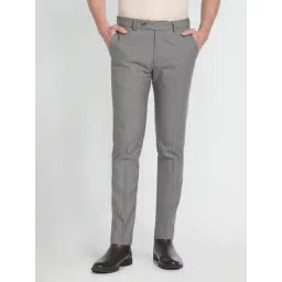Arrow Brown Cotton Slim Fit Self Pattern Trousers-picture-36