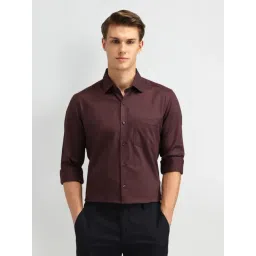 Arrow Brown Cotton Slim Fit Striped Shirt-picture-16