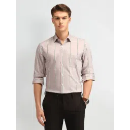 Arrow Brown Cotton Slim Fit Striped Shirt image 4