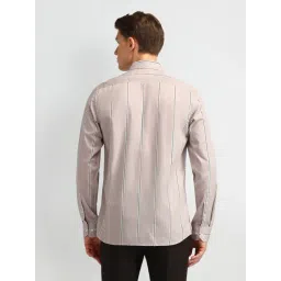 Arrow Brown Cotton Slim Fit Striped Shirt image 2