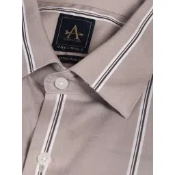 Arrow Brown Cotton Slim Fit Striped Shirt image 5