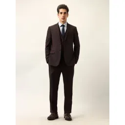 Arrow Brown Polyester Slim Fit Solid 3 Pcs Suit-picture-31