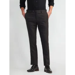 Arrow Brown Slim Fit Checks Trousers-picture-24