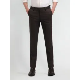 Arrow Brown Slim Fit Self Pattern Trousers-picture-14