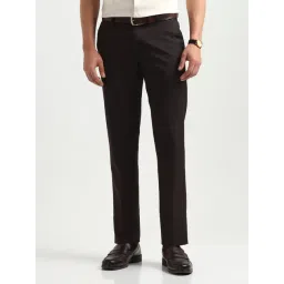 Arrow Brown Slim Fit Striped Trousers image 4