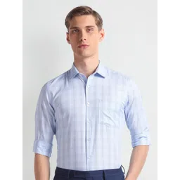 Arrow Checked Pure Cotton Long Sleeves Formal Shirt-picture-36