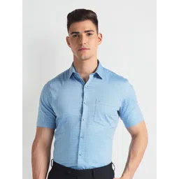 Arrow Checked Short Sleeves Pure Cotton Twill Formal Shirt-picture-10