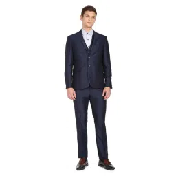 Arrow Dark Blue Regular Fit Self Pattern Three Piece Suit-picture-18