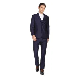 Arrow Dark Blue Regular Fit Self Pattern Three Piece Suit-picture-19