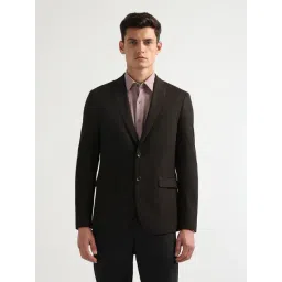 Arrow Dark Brown Cotton Slim Fit Texture Blazer-picture-42
