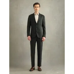 Arrow Dark Green Slim Fit Striped Two Piece Suit-picture-16