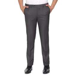 Arrow Dark Grey Regular Fit Flat Front Trousers-picture-27