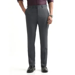 Arrow Dark Grey Regular Fit Trousers-picture-31