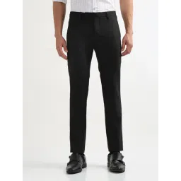 Arrow Dark Grey Slim Fit Self Pattern Trousers-picture-17