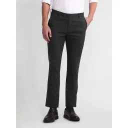 Arrow Dark Grey Slim Fit Texture Trousers-picture-31