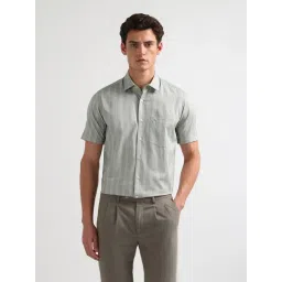 Arrow Green Cotton Regular Fit Striped Shirt-picture-14