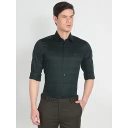 Arrow Green Cotton Regular Fit Striped Shirt-picture-38