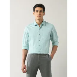 Arrow Green Cotton Slim Fit Checks Shirt-picture-21