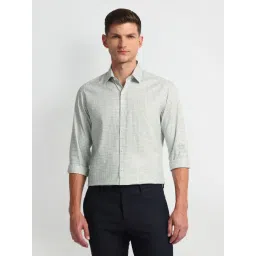 Arrow Green Cotton Slim Fit Checks Shirt-picture-33