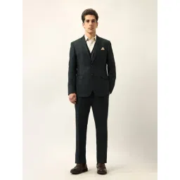 Arrow Green Polyester Slim Fit Solid 3 Pcs Suit-picture-15