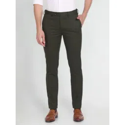 Arrow Green Slim Fit Trousers-picture-21