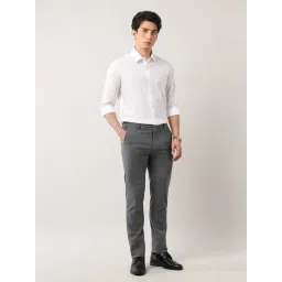 Arrow Grey Chequered Slim Fit Trousers-picture-33
